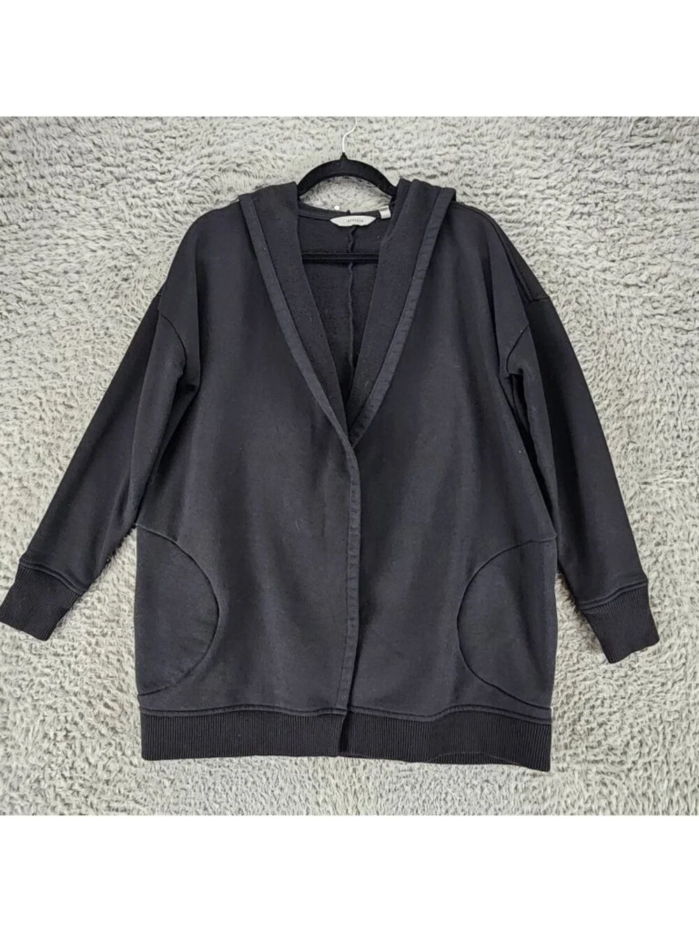 Athleta Jacket Womens Small Black Long Sleeve Wrap Hooded Fleece